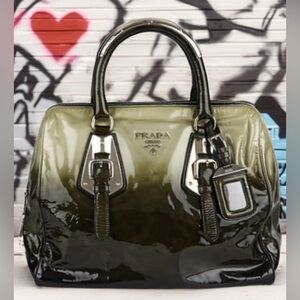 Prada Olive Green Patent Leather Satchel